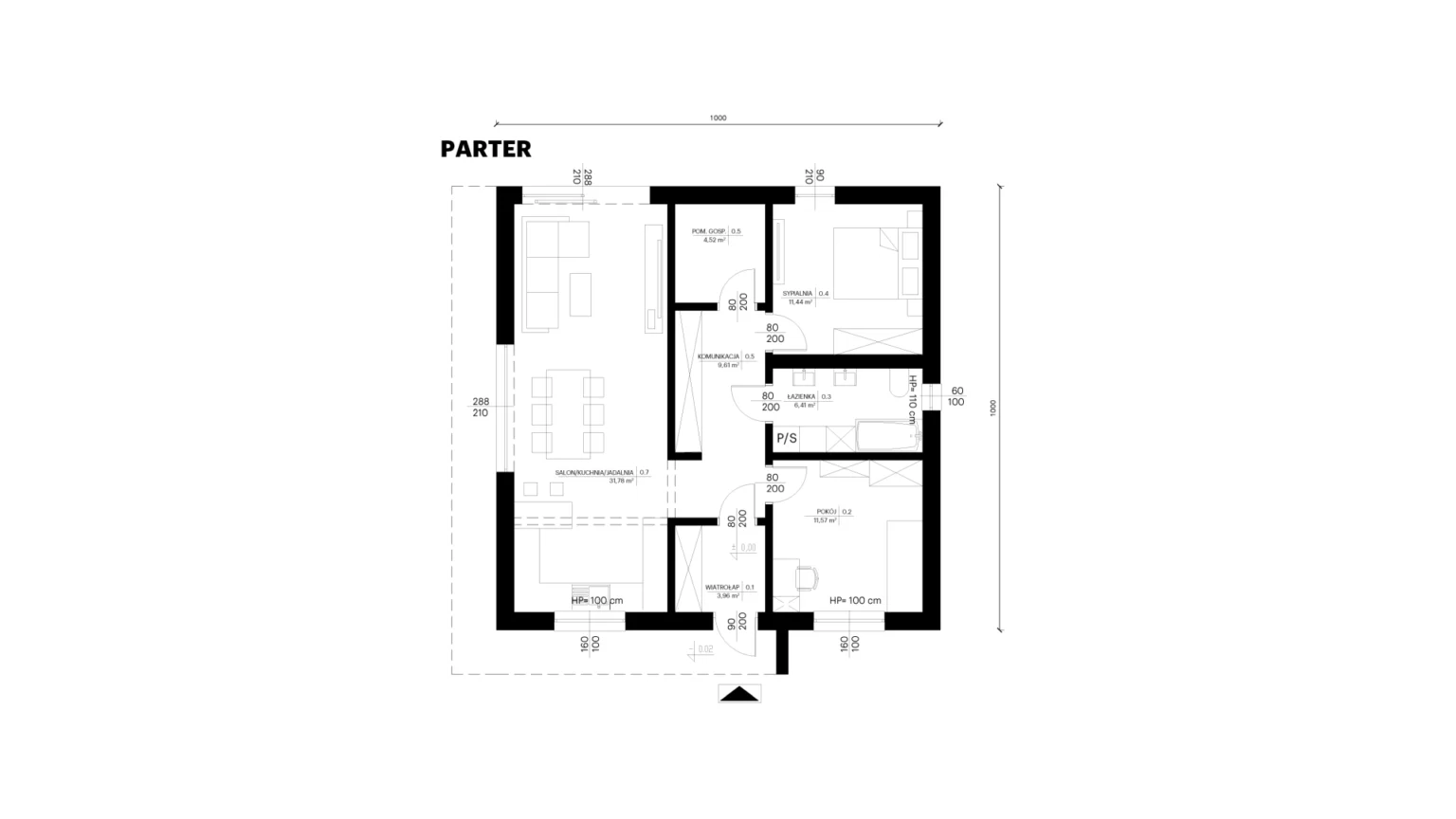 Dom Szkieletowy ARECA 100 RZUT PARTERU